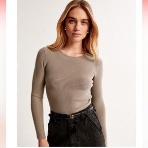 Abercrombie Brown S Long-Sleeve Ottoman Crew Sweater Top